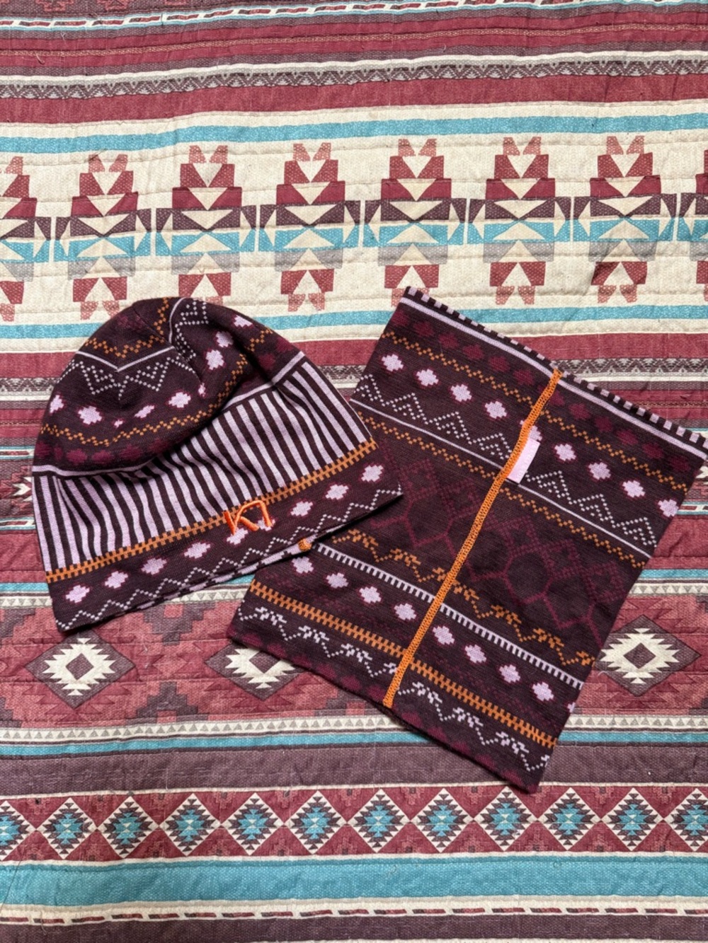 Kari Traa Maroon Beanie & Neck Warmer Set